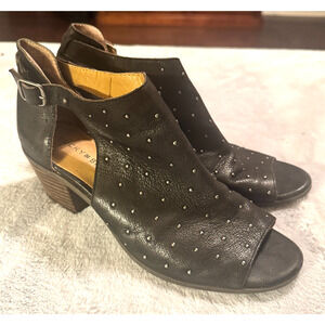 LUCKY BRAND Boots Black Leather Shooties studded ankle strap womens 7.5M